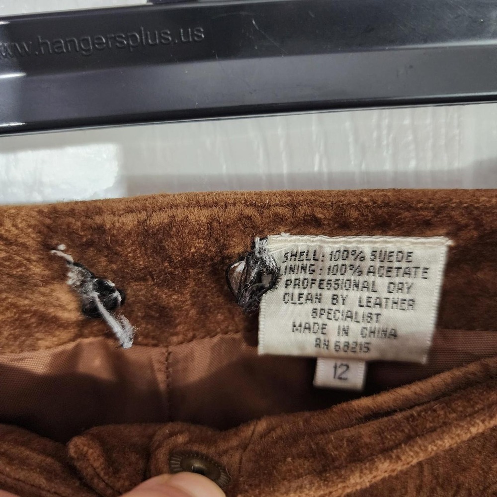 Vintage Brown Suede Floral Embossed Pants - Picture 4 of 5